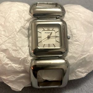 Fossil Square Shaped Bracelwt Style Silver toned Stainless Steel Watch